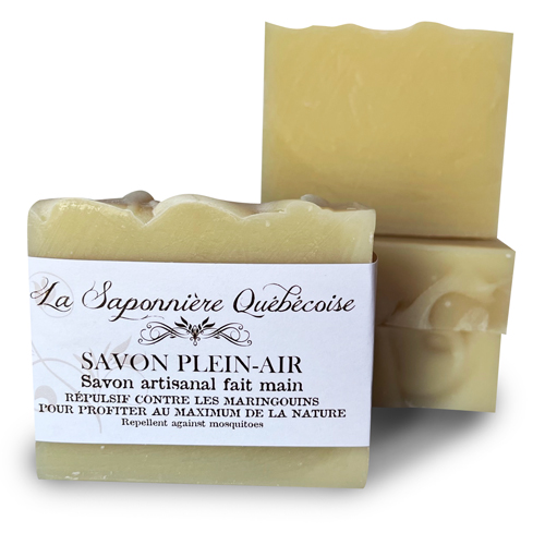 savon naturel et artisanal fait main pour le plein-air contre les maringouins